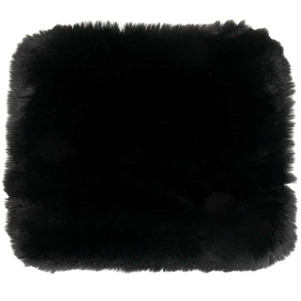 Kuschelfell aus Kunstfell und Wildlederimitat, schwarz, 38 x 38 cm