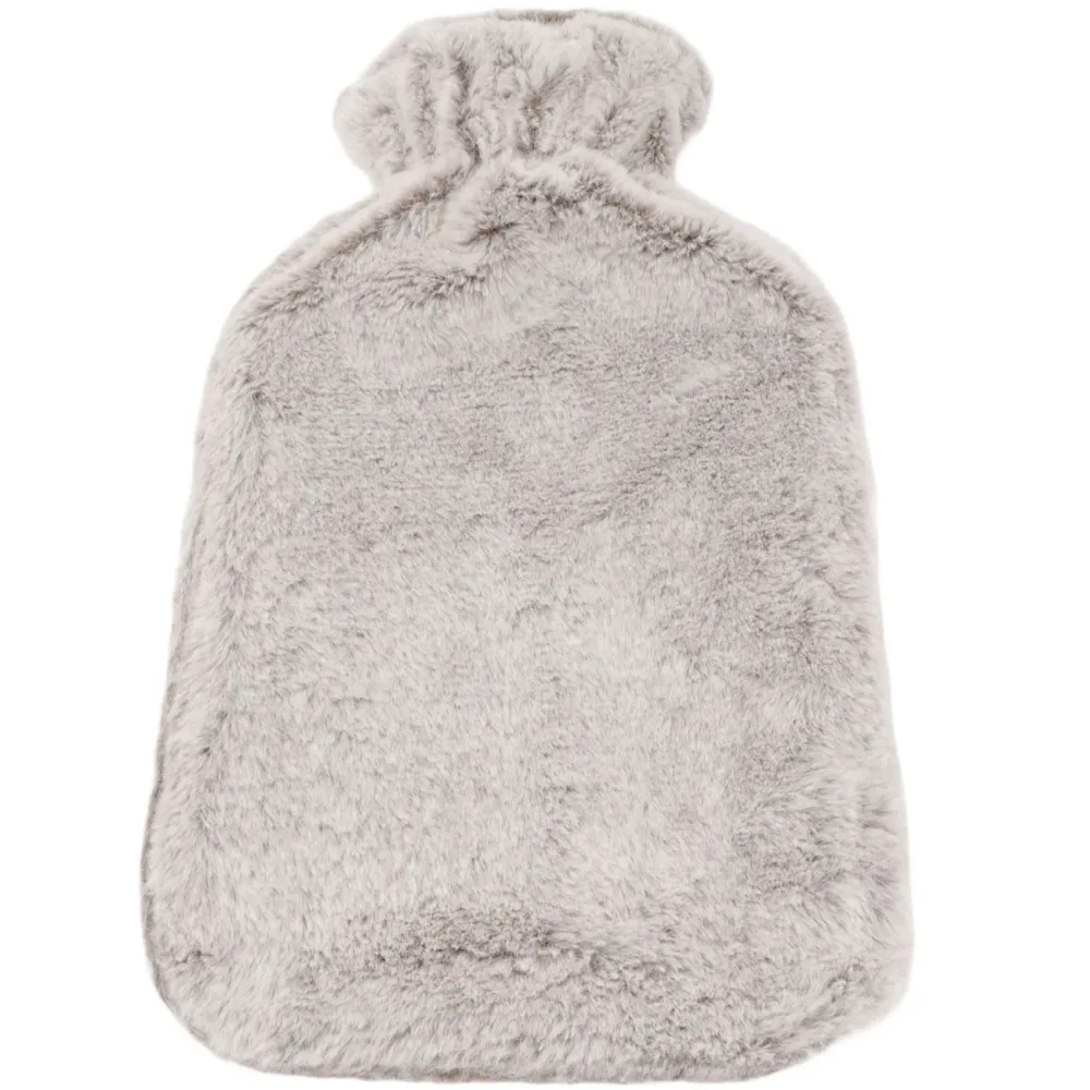 Wärmflasche mit flauschigem Plüsch-Bezug, 1,6 Liter, beige
