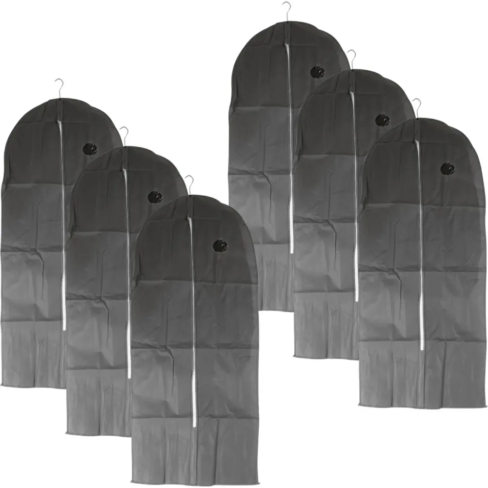 6er-Set Kleiderschutzhülle mit Reissverschluss, 137 x 60 cm, grau