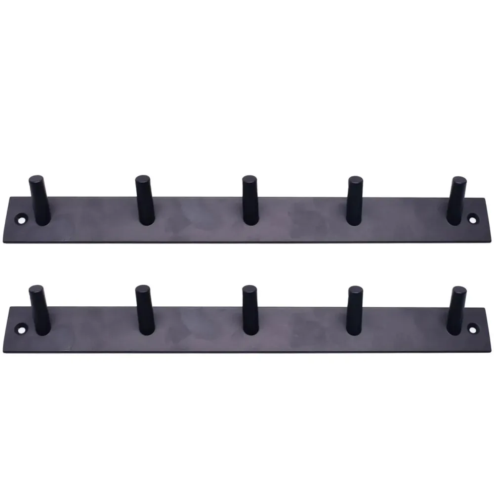 2er-Set Garderobenleiste aus Stahl mit 5 Haken, schwarz