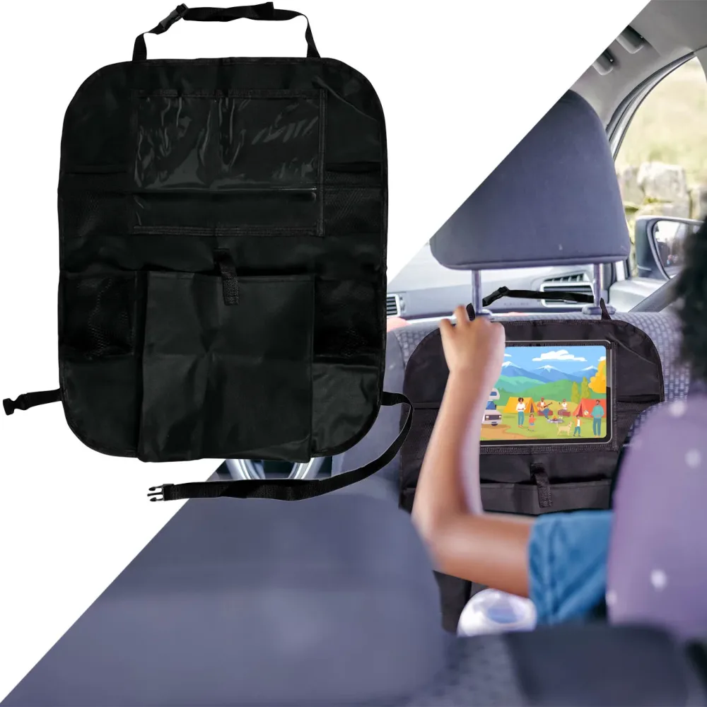 Autositz-Organizer mit Tablet-Halterung und 5 Fächern, schwarz