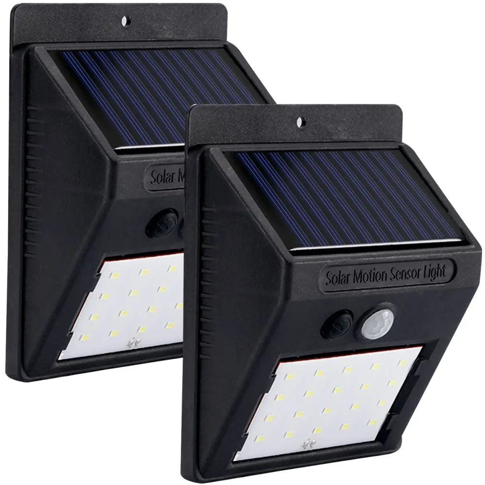 2er-Set Solar-LED-Wandleuchte mit Bewegungsmelder, 20 SMD LEDs
