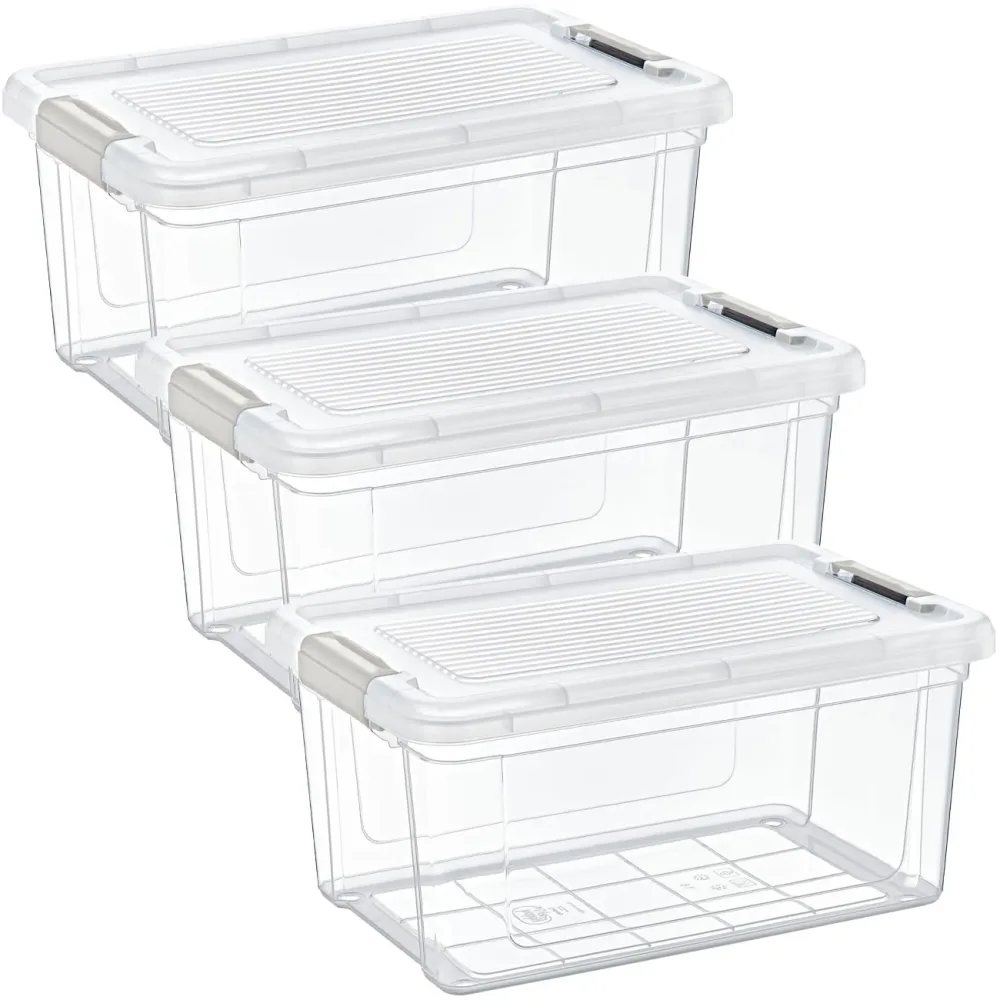 3er-Set Vorratsbox, 9 Liter, transparent