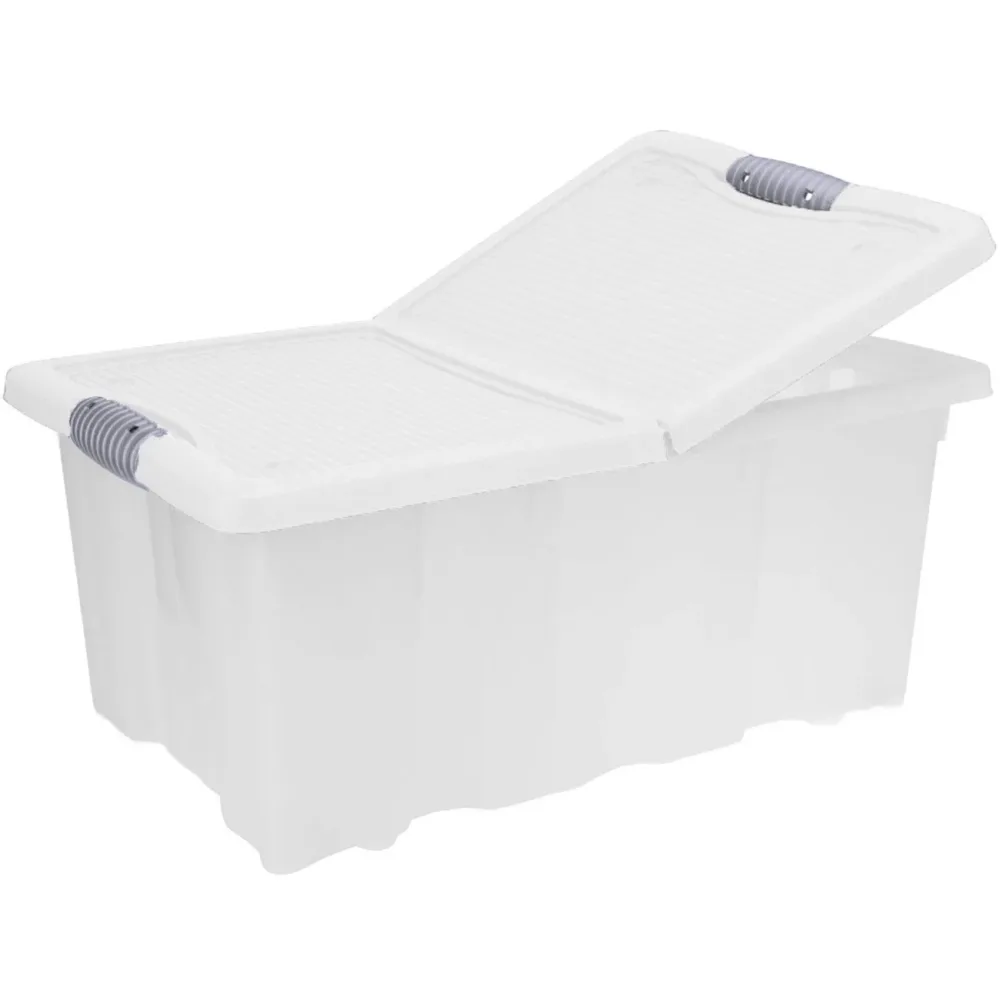 Aufbewahrungsbox mit Clip-Deckel, transparent, 64 l