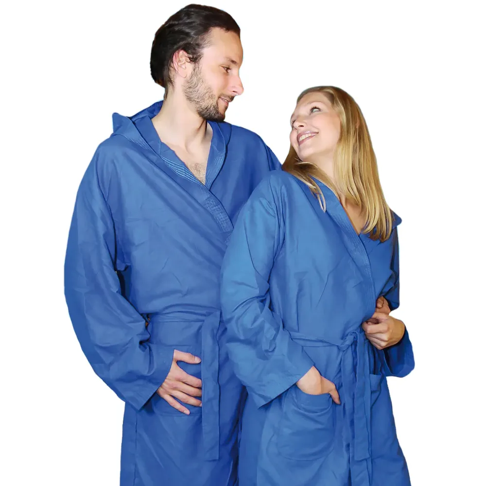 Mikrofaser-Bademantel, 80% Polyester, 20% Polyamid, blau, S