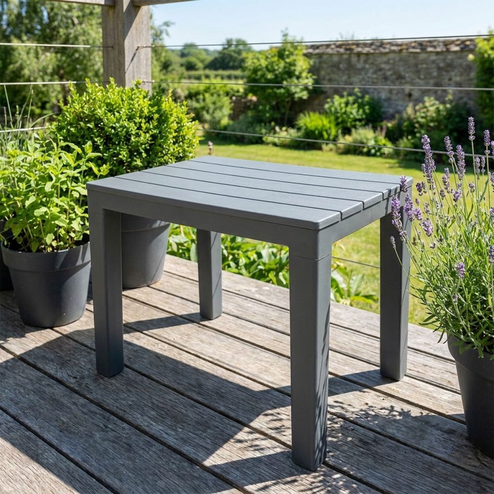 Garten- und Balkon-Beistelltisch, grau, 60 x 45 x 39 cm