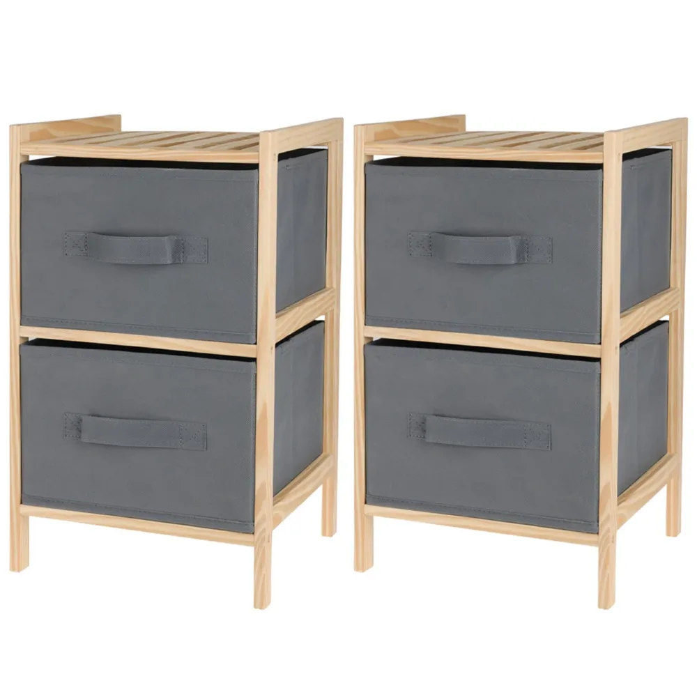2er-Set Standregal mit 2 Stoff Schubladen, Kommode