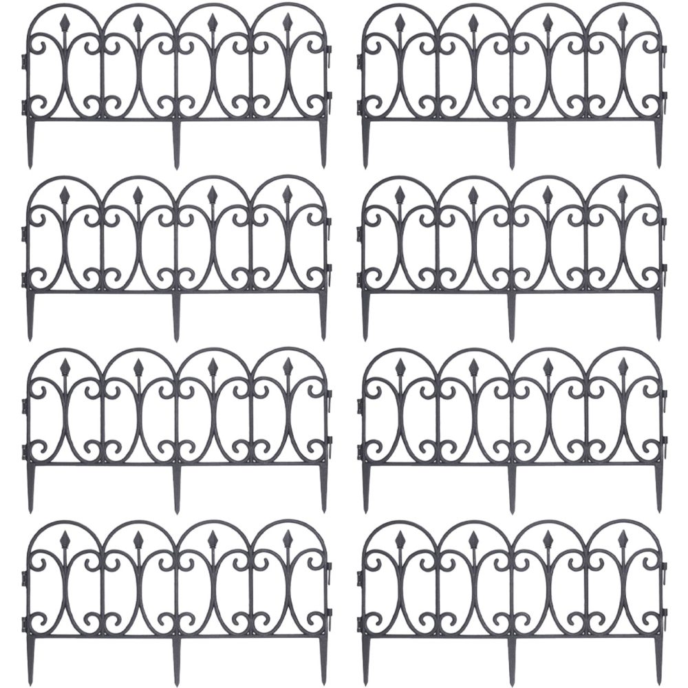 8er-Set Beetzaun, schwarz, je 60 x 30 cm