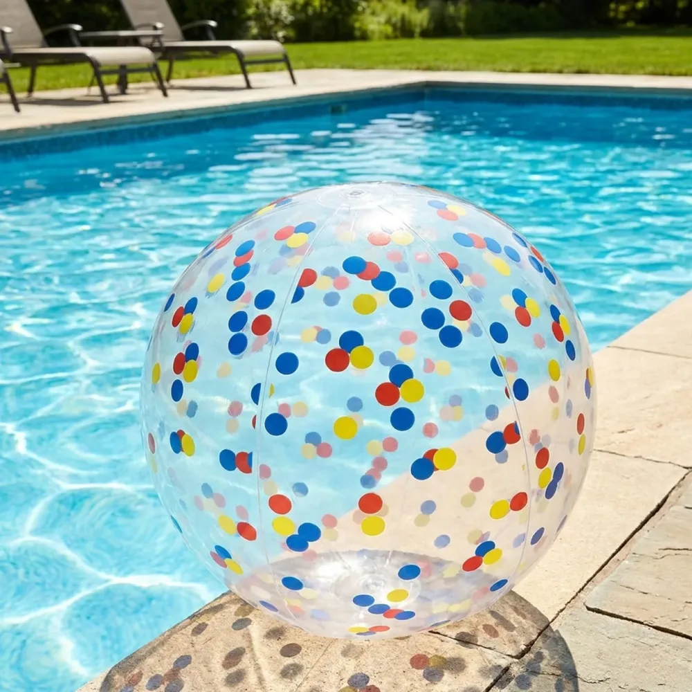 Aufblasbarer Strandball, bunte Konfetti-Punkte, Ø50 cm