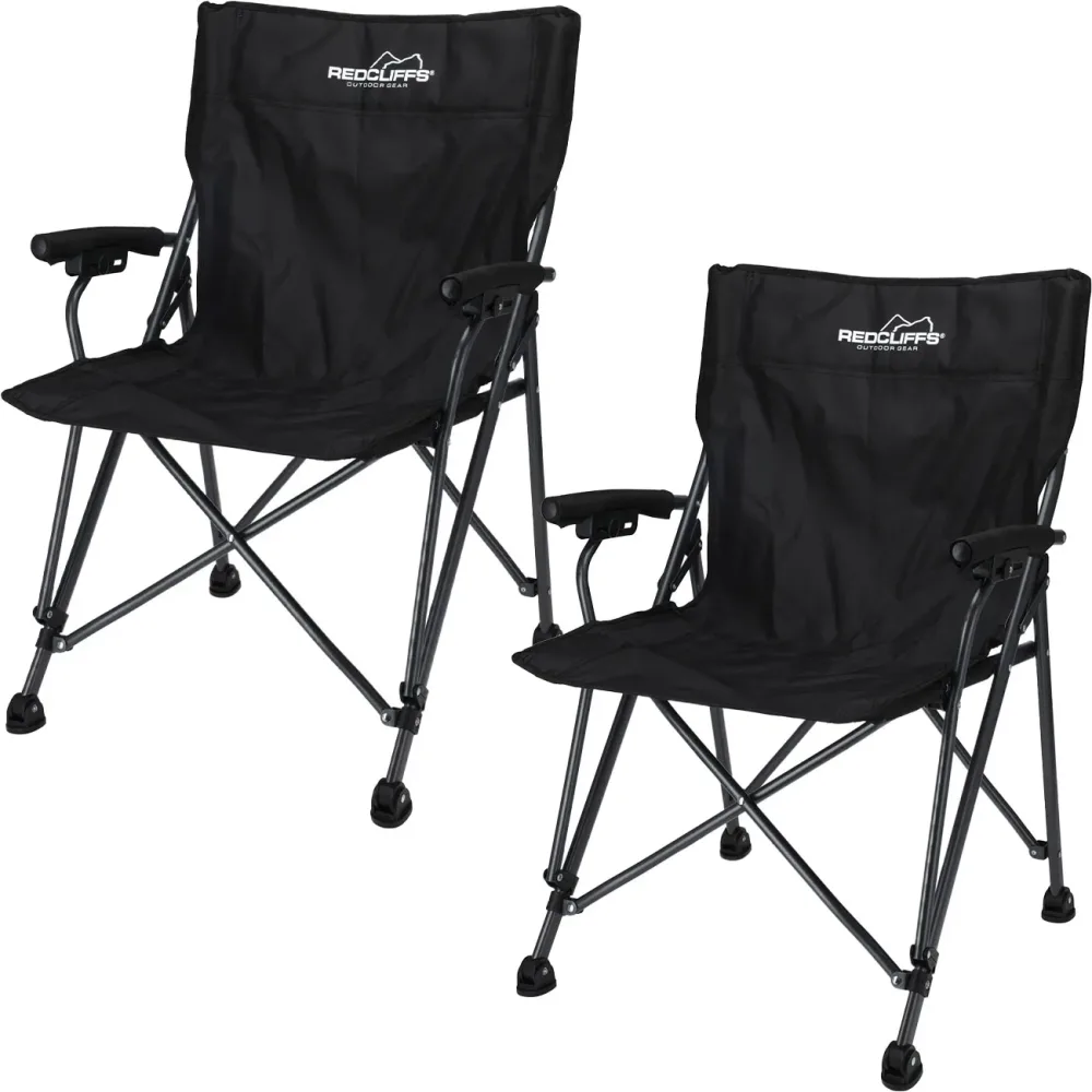 2er-Set Campingstuhl, schwarz, klappbar