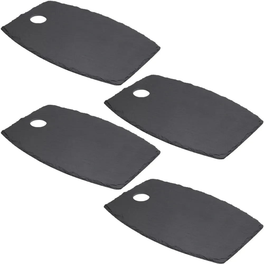 4er-Set Serviertablett, Schieferplatte, 34 x 23 x 0,5 cm
