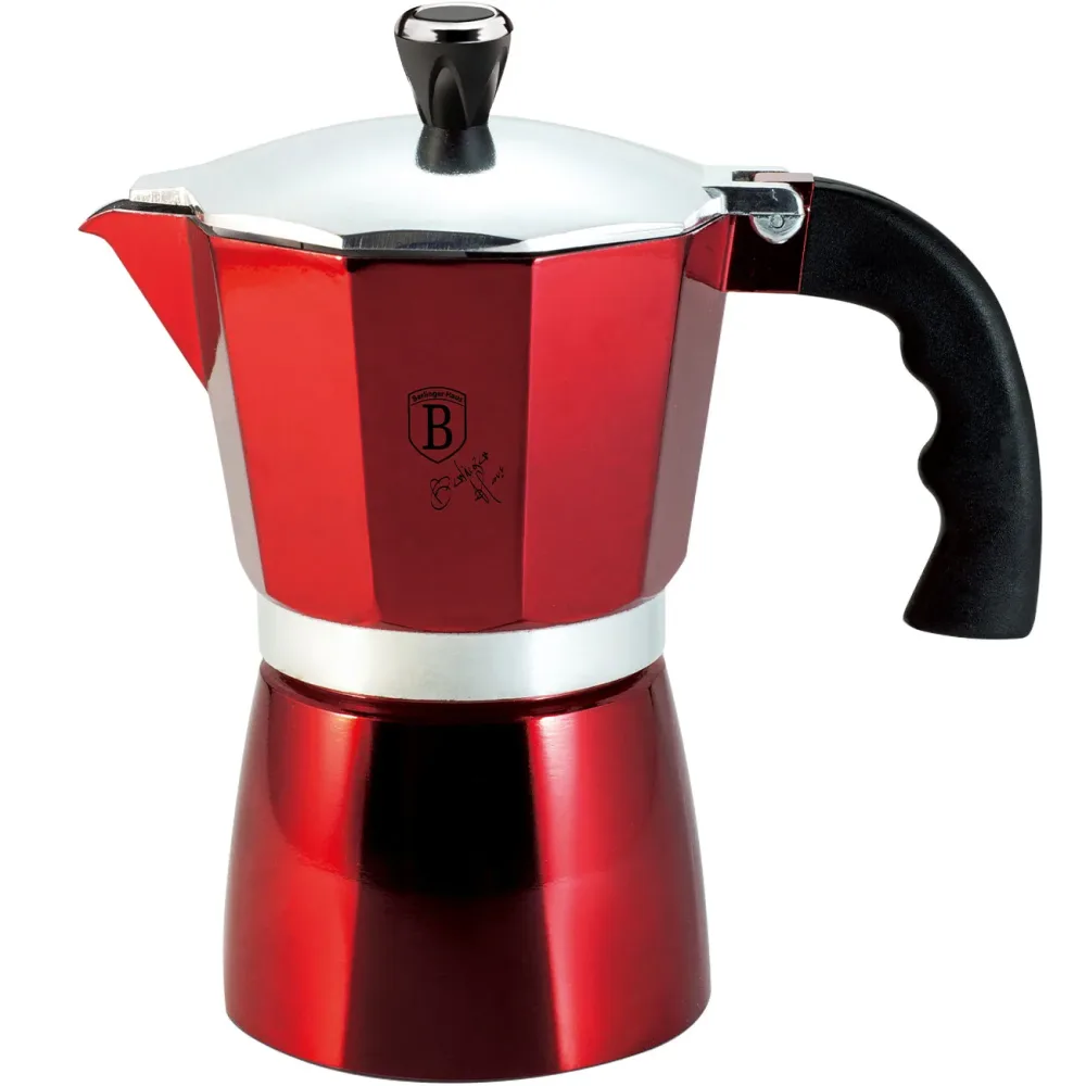Design Espressokocher für 3 Portionen, rot-metallic