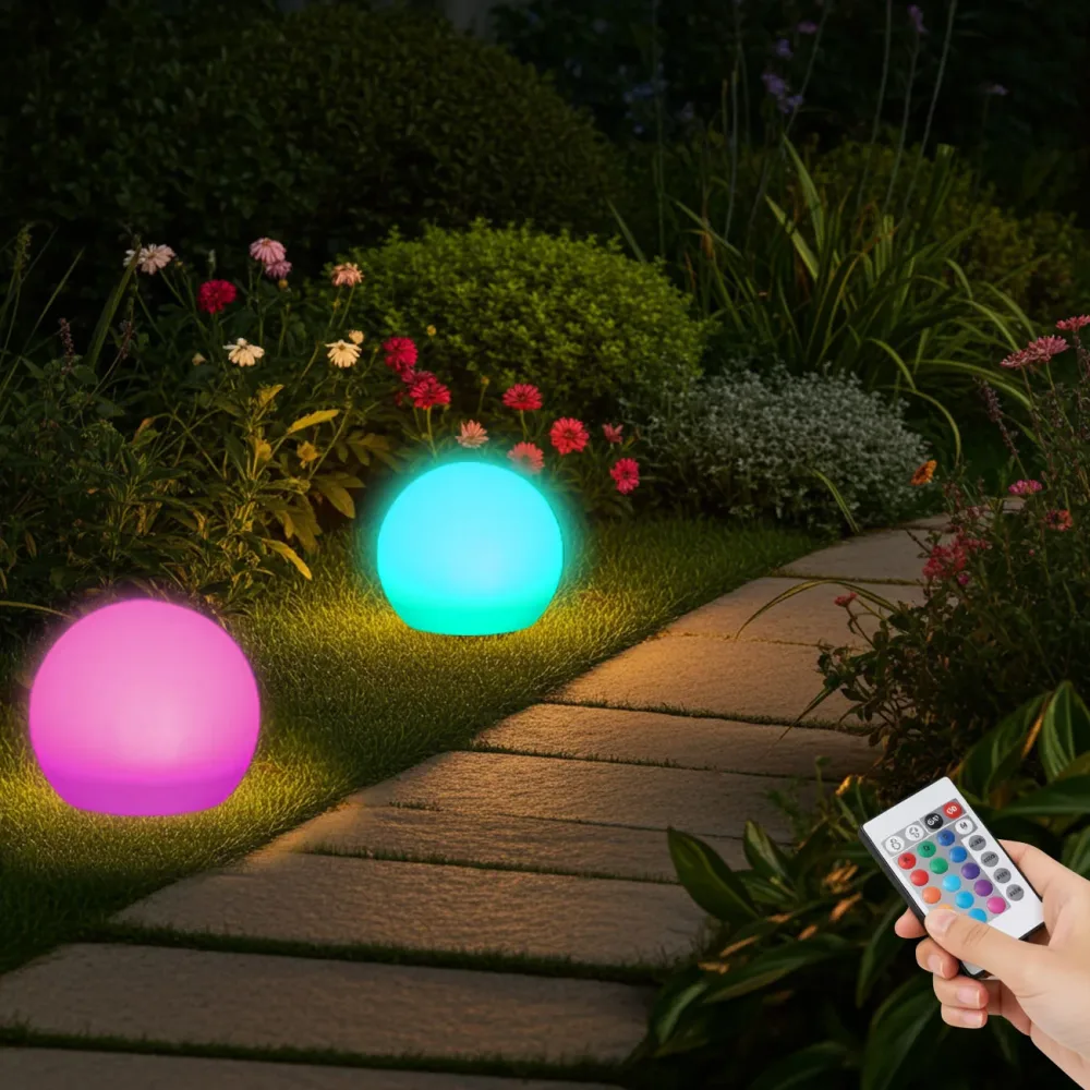 LED-Leuchtkugel mit Fernbedienung, solarbetrieben, RGBW, 60 Lu, IP67, Ø 30 cm