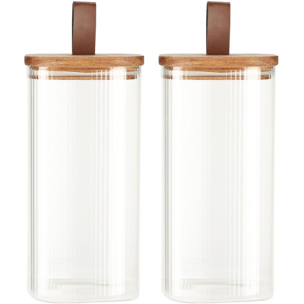 2er-Set Vorratsglas mit Akazienholzdeckel, 1500 ml