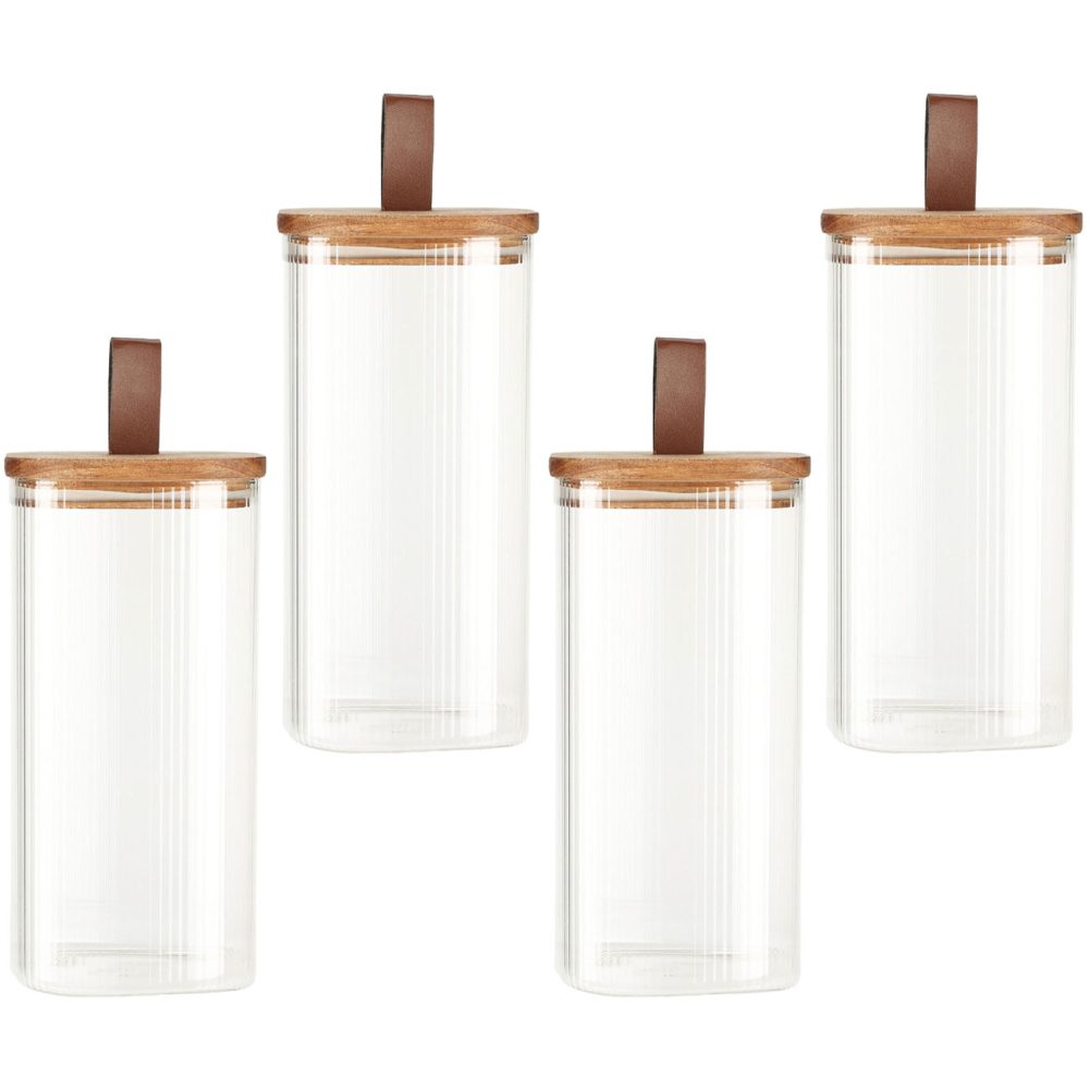 4er-Set Vorratsglas mit Akazieholzdeckel, 1500 ml