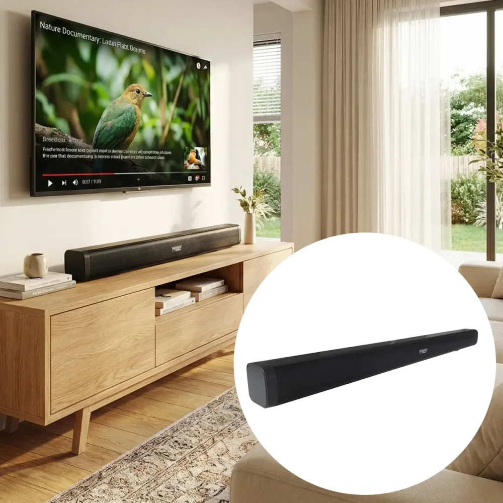 Bluetooth Stereo Soundbar, HDMI-ARC, Opt-in, Aux-in, 30W