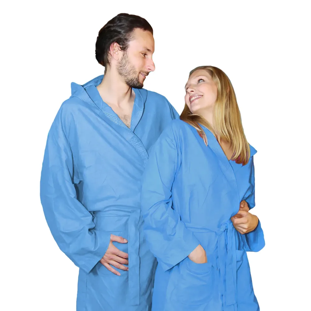 Mikrofaser-Bademantel, 80% Polyester, 20% Polyamid, hellblau, M