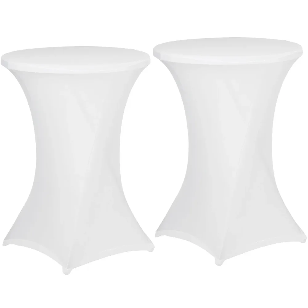 2er-Set Weisse Stehtischhusse für Tische bis 115cm, Ø 90cm