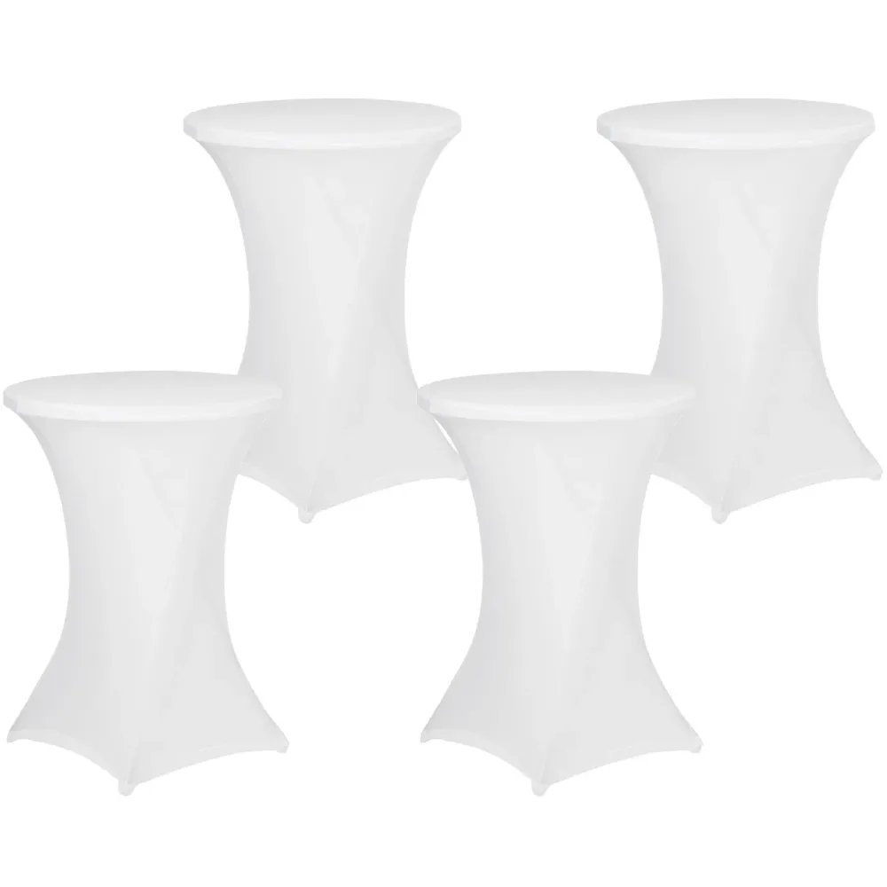4er-Set Weisse Stehtischhusse für Tische bis 115cm, Ø 90cm
