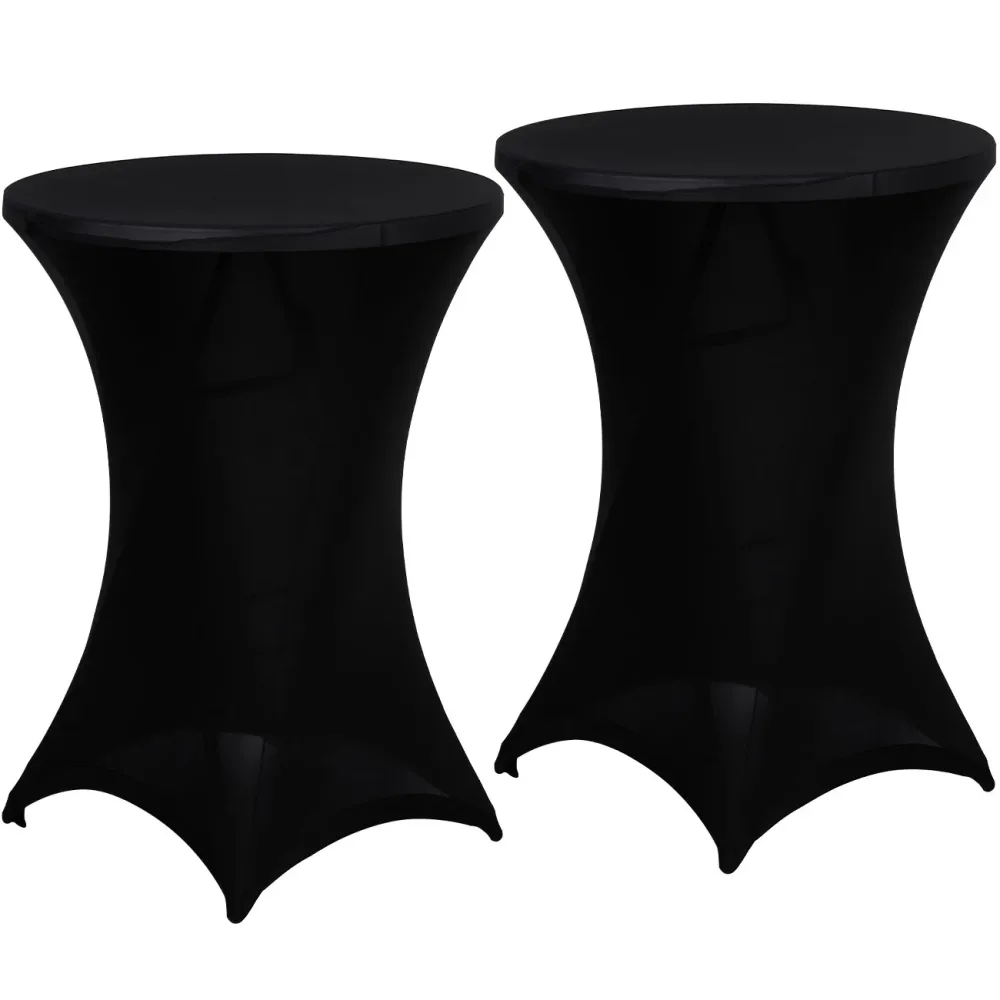 2er-Set Schwarze Stehtischhusse für Tische bis 115cm, Ø 90cm