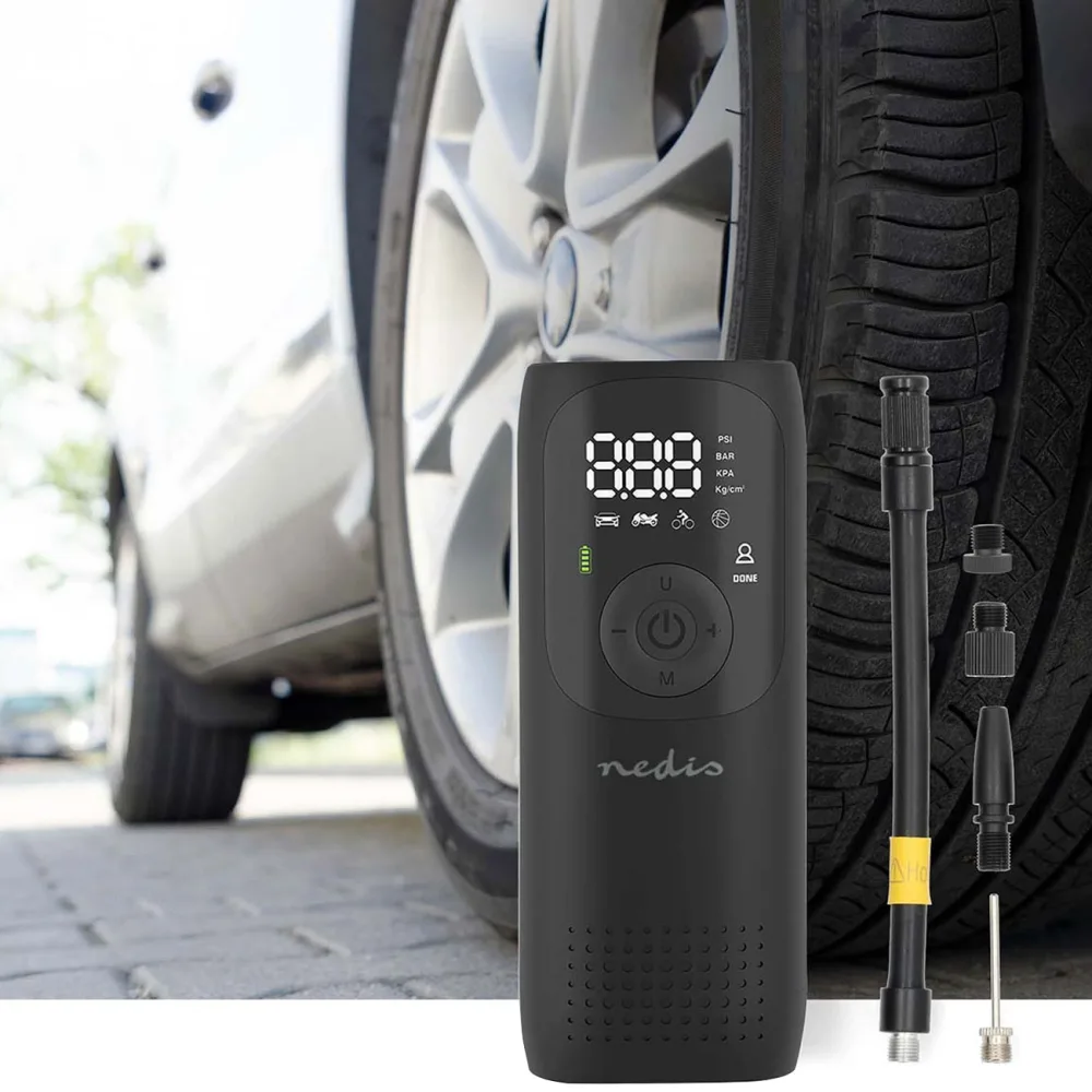Akku-Kompressor-Luftpumpe, 0,1-10,3 Bar, Digitale Anzeige, 4000mAh, Arbeitsleuchte