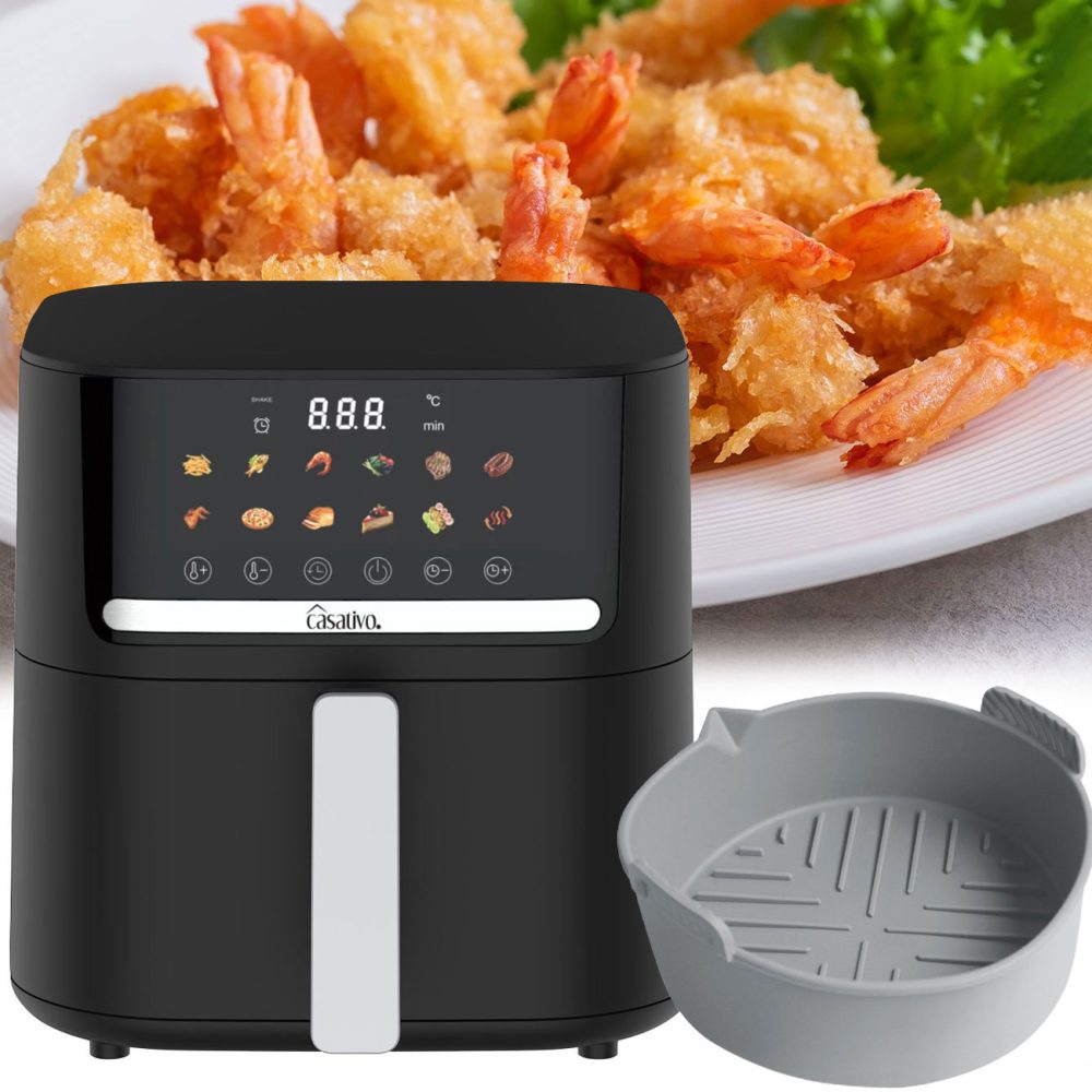 Heissluftfritteuse mit 11 Koch-Programmen, 6,5 l, inkl. Silikonform, 1600 Watt