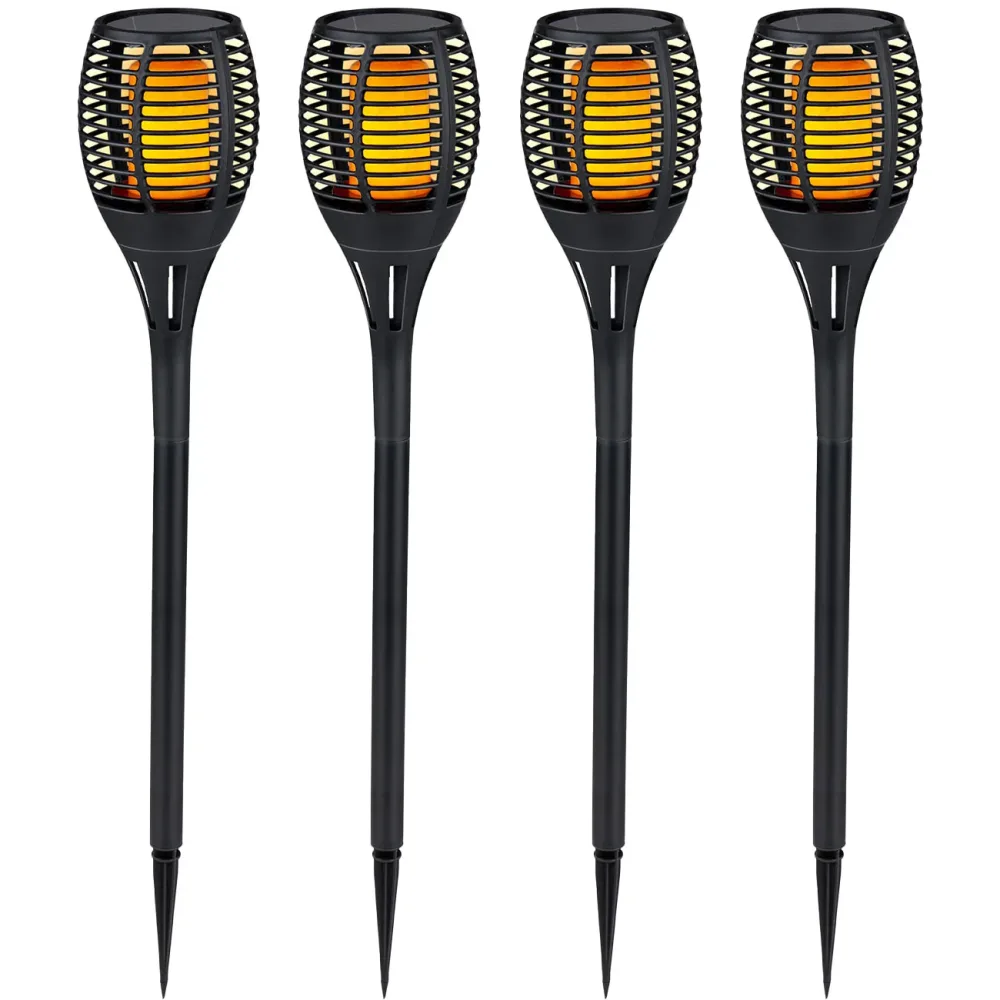 4er-Set Solargartenfackel mit Erdspiess, je 9 x 59 cm