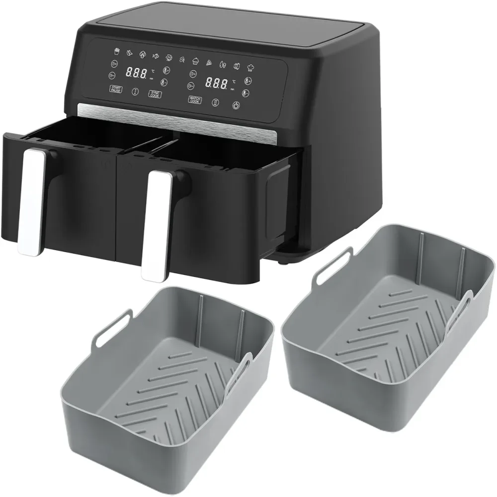 Dual-Zone Heissluftfritteuse, Doppelkorb, 2x 4,5 l, inkl. Silikonformen