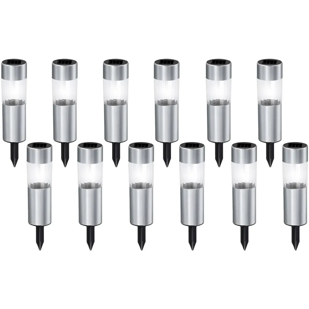 12er-Set Solar Wegeleuchte mit Erdspiess, Ø 4,5 x H 15 cm