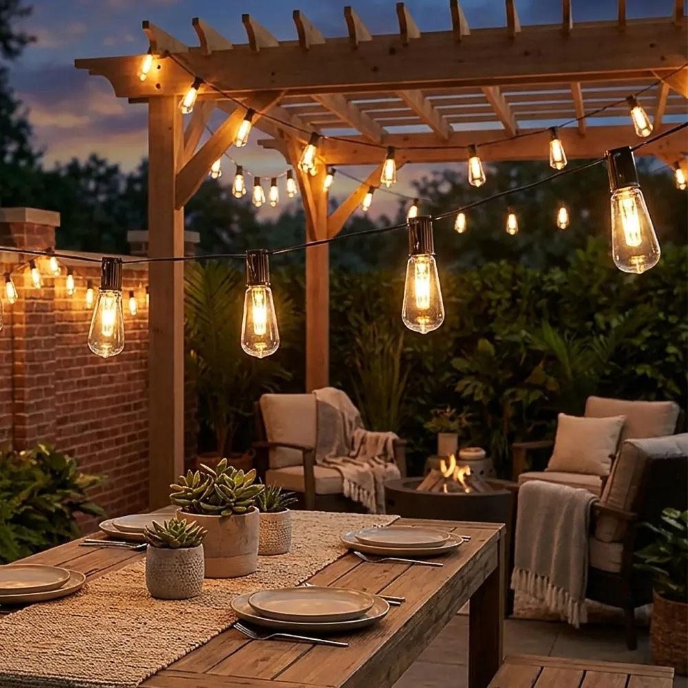 2er-Set Solar-LED-Lichterkettee mit 10 warmweissen LED Glühbirnen, 3,35 m