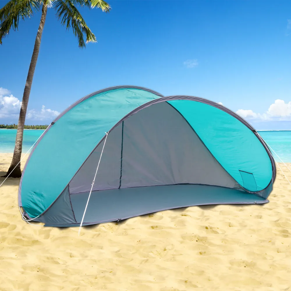 Pop-Up Strandmuschel, grau-türkis