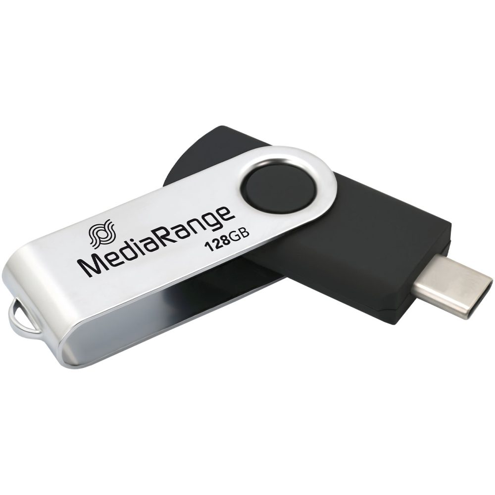USB-Stick Typ-C, USB 3.2 Gen1, 128GB, schwarz-silber