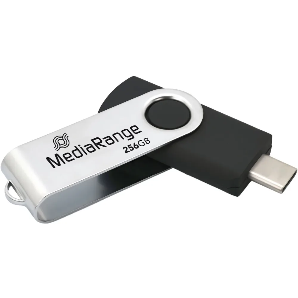 USB-Stick Typ-C, USB 3.2 Gen1, 256GB, schwarz-silber