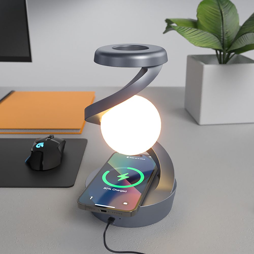 Schwebende RGB Tischlampe, mit Handy Ladeport