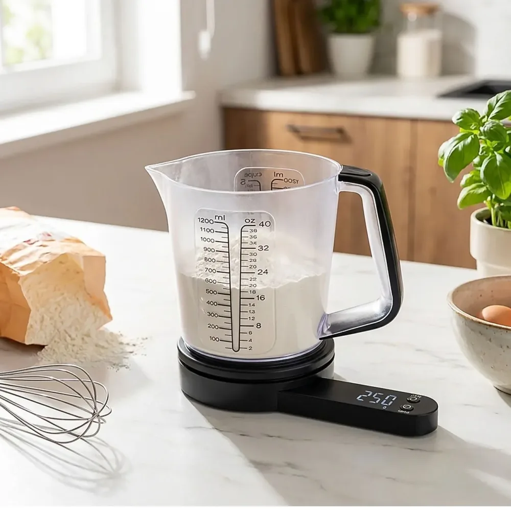 Küchenwaage mit Messbecher, schwarz, 1,5 l
