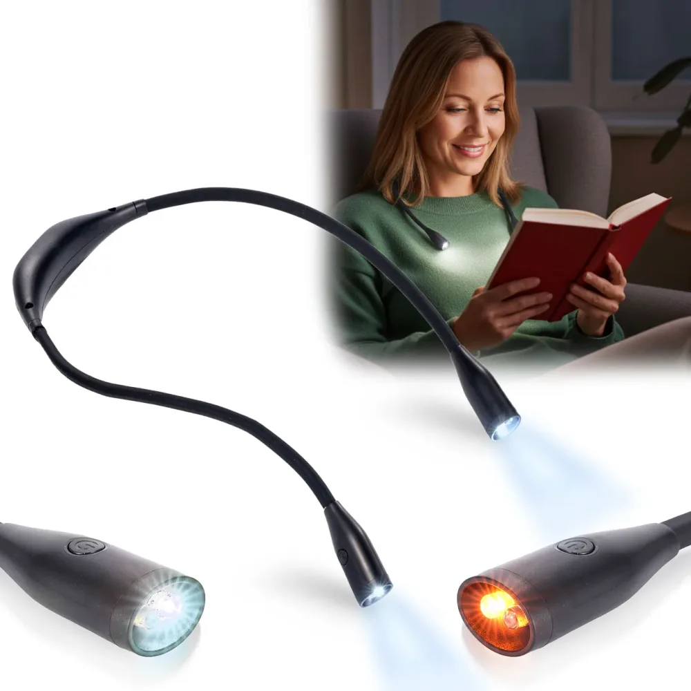 LED-Leseleuchte zum Umhängen, dimmbar, Akku, 3 Farbtemperaturen