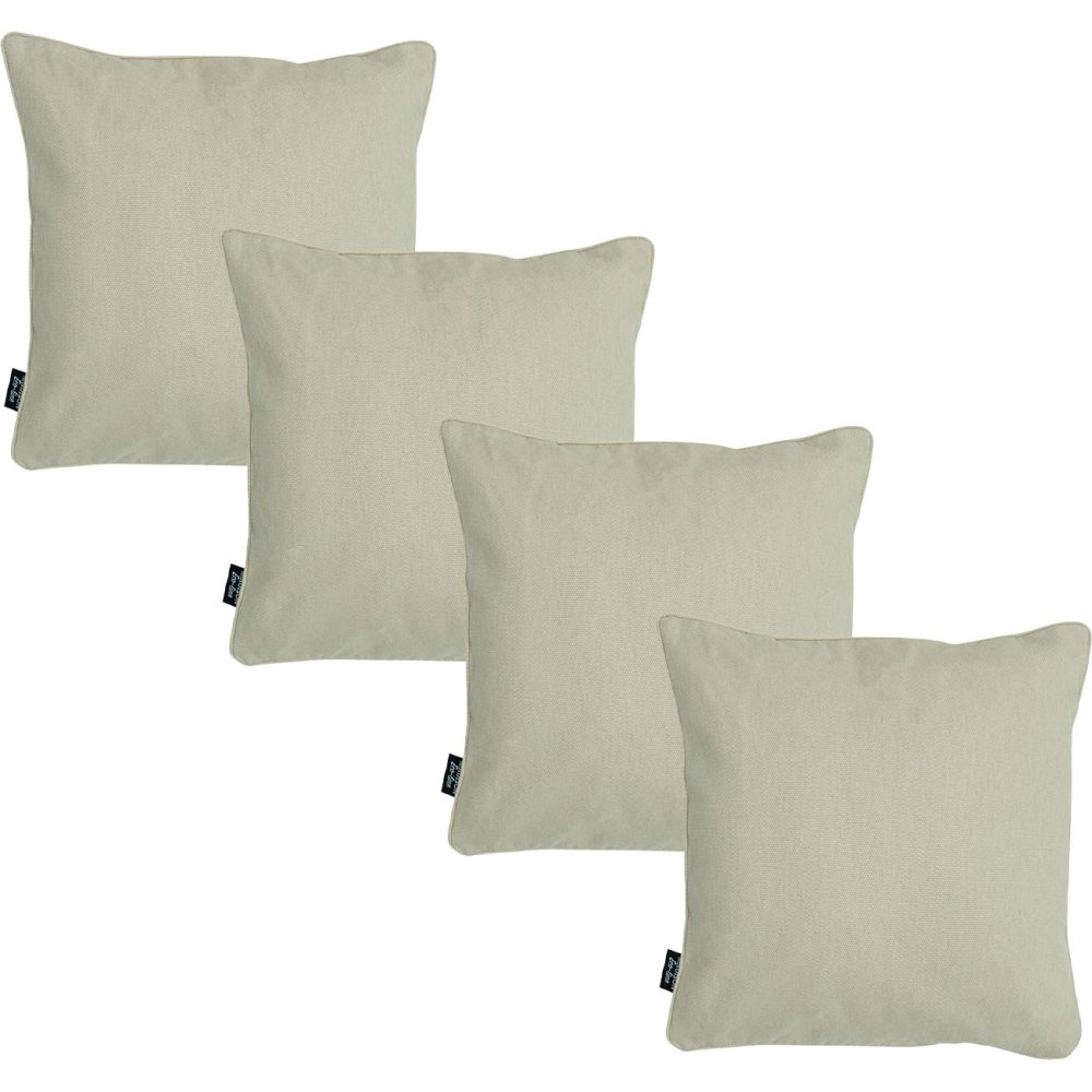 4er-Set Deko-Kissen wasserabwesend , bequemes Outdoorkissen, beige, 50 x 50 x 10 cm