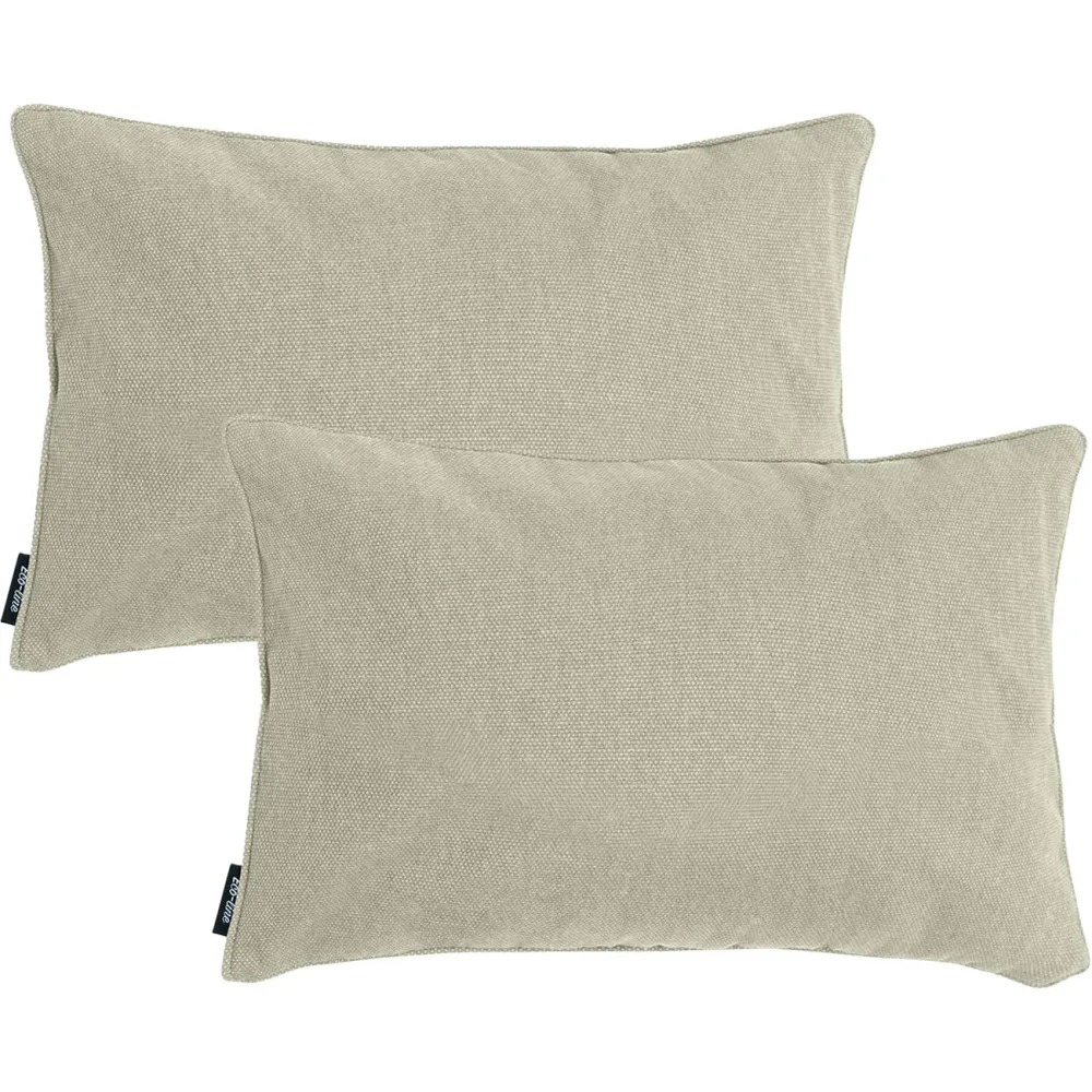 2er-Set Deko-Kissen wasserabwesend, bequemes Outdoorkissen, beige , 50 x 30 x 10 cm