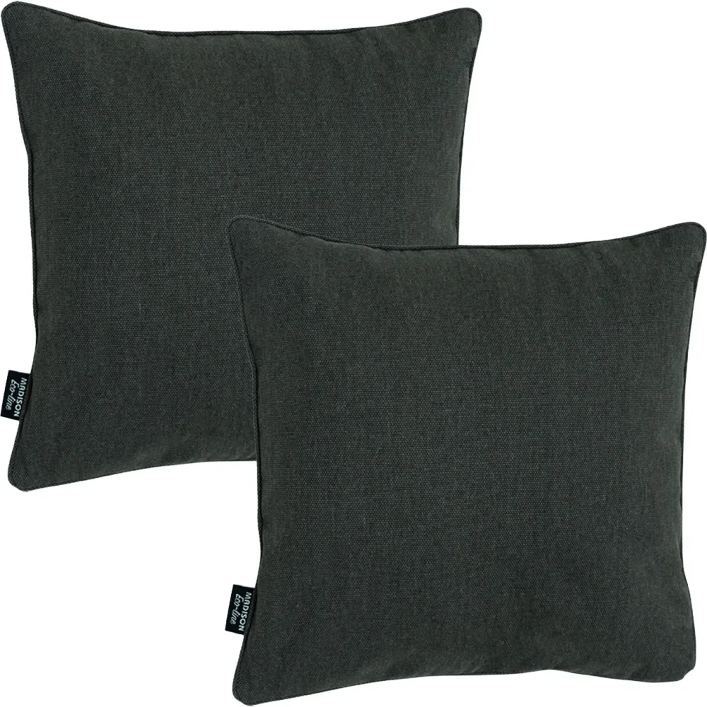 2er-Set Deko-Kissen wasserabwesend, bequemes Outdoorkissen, dunkel grau, 50 x 50 x 10 cm