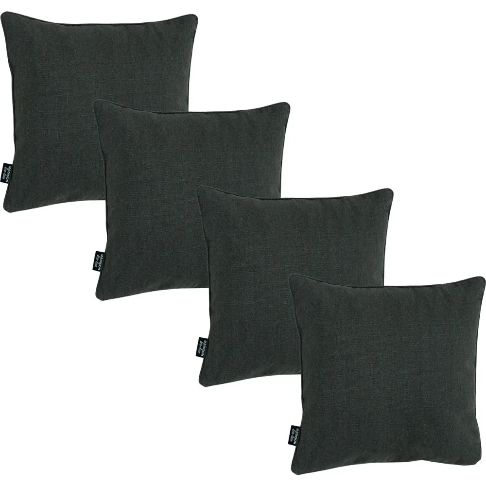 4er-Set Deko-Kissen wasserabwesend, bequemes Outdoorkissen, dunkel grau, 50 x 50 x 10 cm