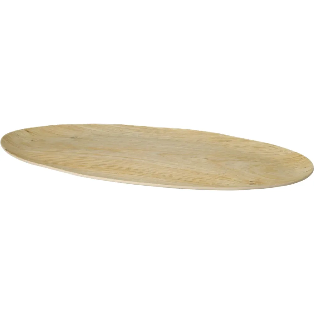 Ovale Servierplatte aus Melamin in Holzoptik-Design, 43 x 20 x 1,6 cm