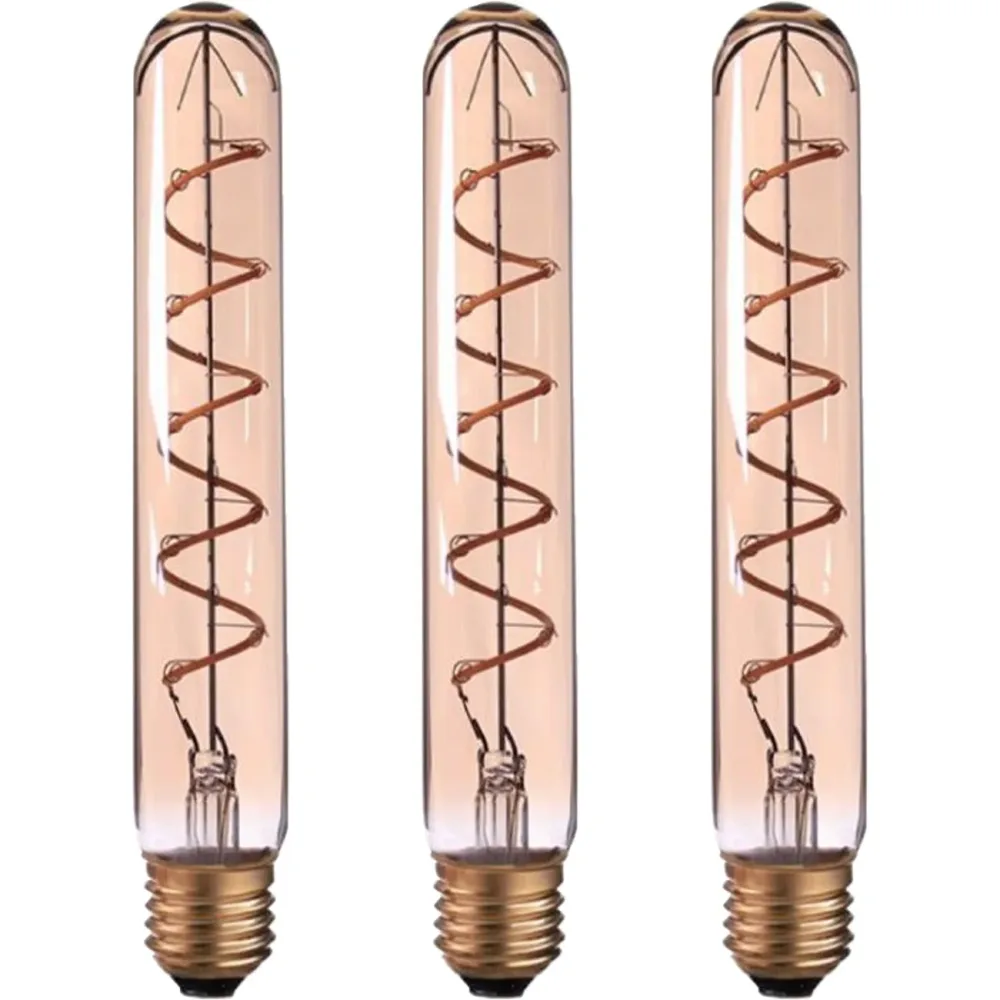 3er-Set LED-Filament-Lampe Röhre, T30, E27, 4 W, Amber, 240 lm, dimmbar, 3 x 22,5 cm