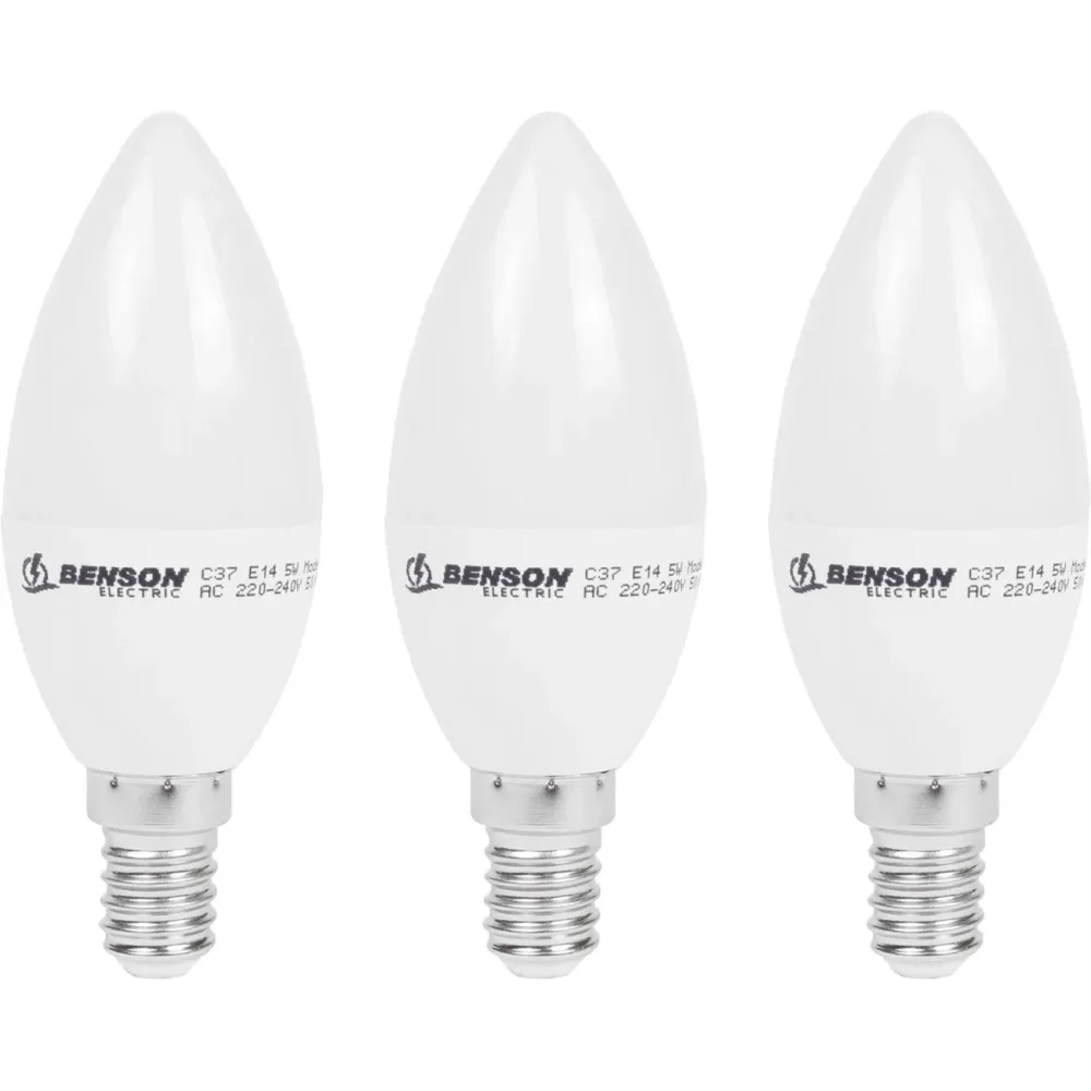 3er-Set LED-Kerzenlampe, C35, E14, 400 lm, 5 W, 3000 K, warmweiss
