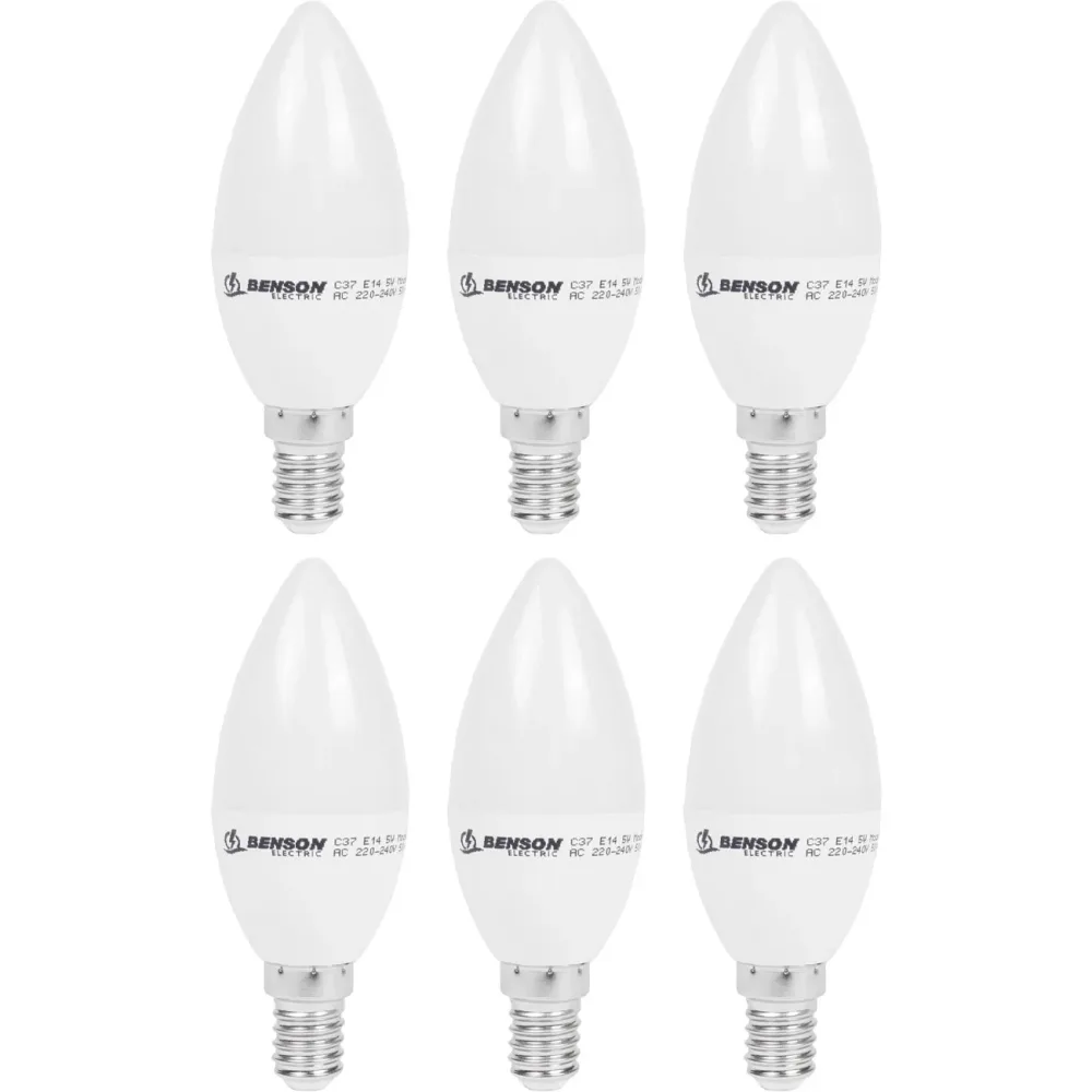 6er-Set LED-Kerzenlampe, C35, E14, 400 lm, 5 W, 3000 K, warmweiss