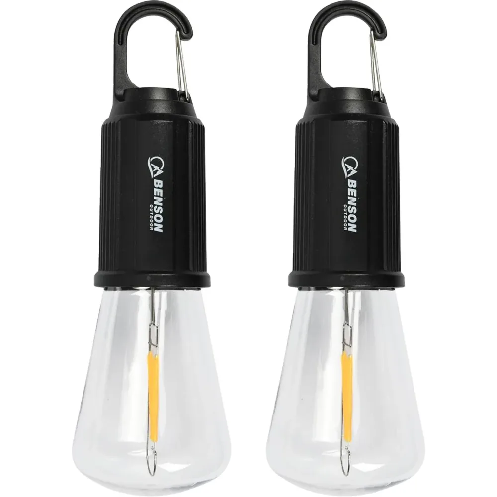2er-Set LED Campinglampe mit Clip-Haken, schwarz: 100lm, Akku