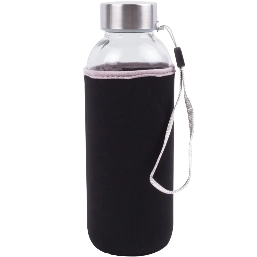 Glas-Trinkflasche mit Neopren-Hülle, 420 ml