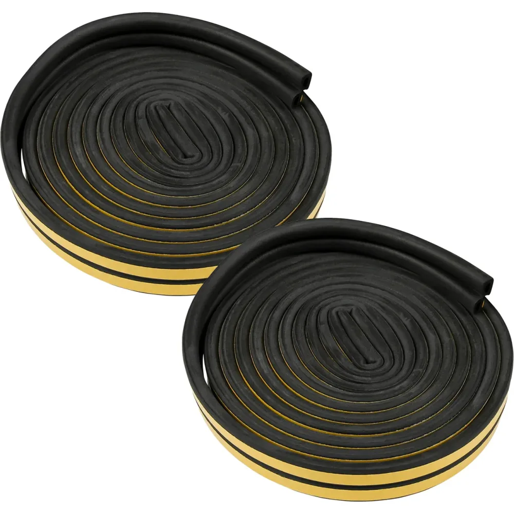 D-Profil Zugluft Dichtungsstreifen, 4er-Set, schwarz, 3m x 9mm x 4mm, selbstklebend