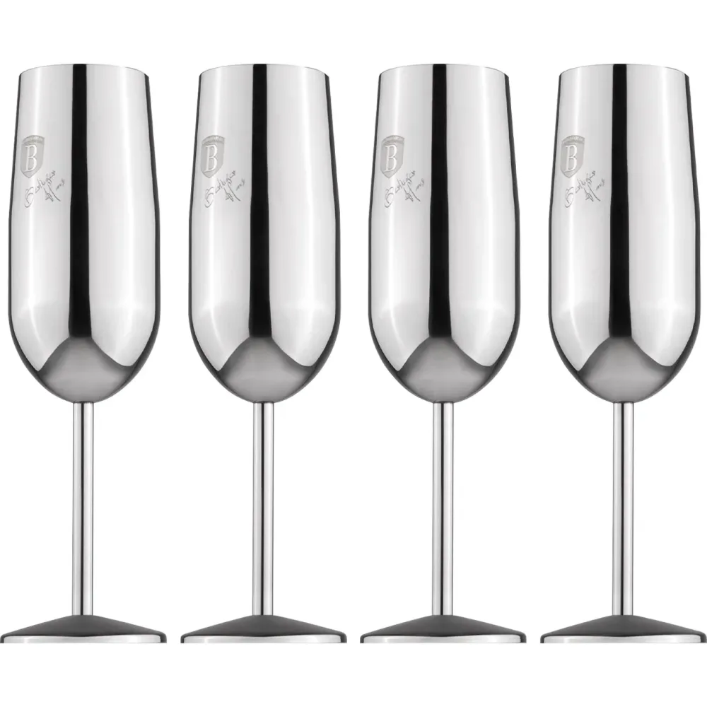 Metall-Champagnerglas-Set, 4tlg., silber, je 260 ml