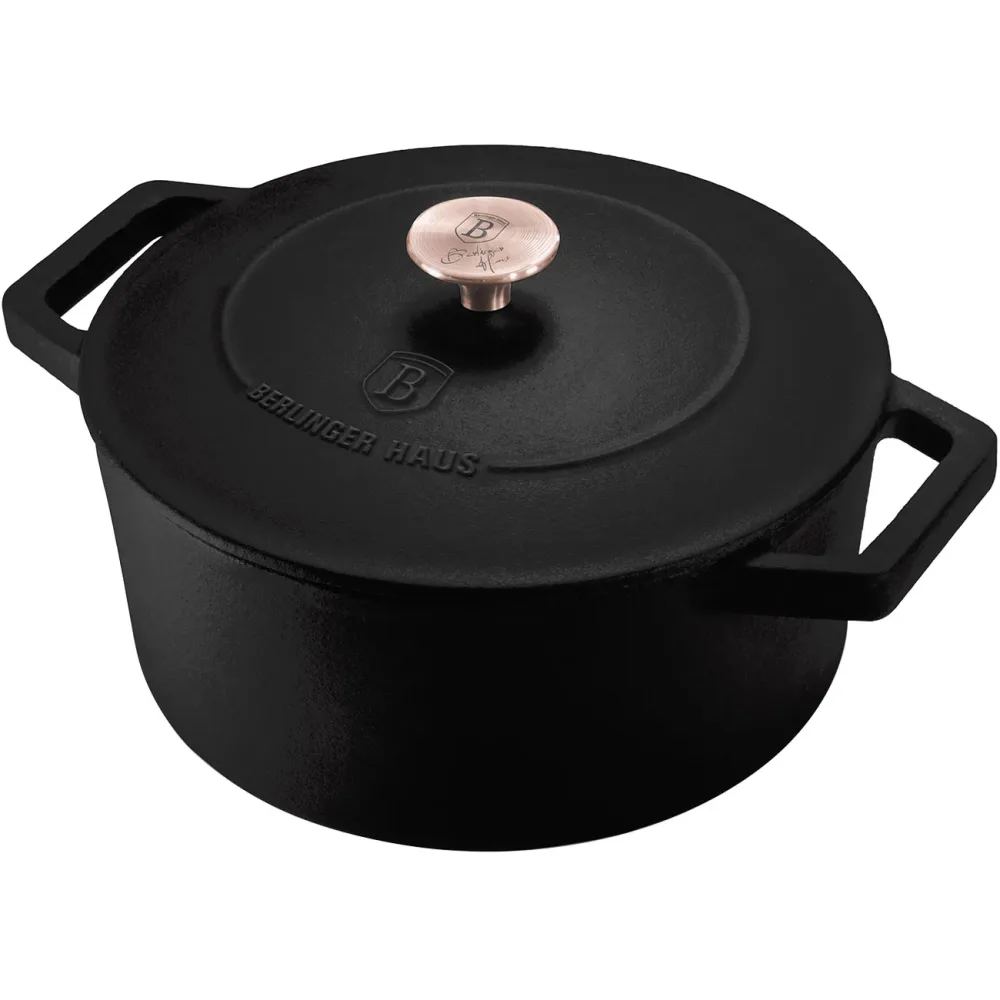 Gusseisenbräter mit Deckel, schwarz-roségold, 2,75 L