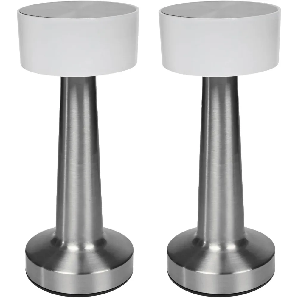 2er-Set LED-Tischlampe Silber-Optik, Touch-Steuerung